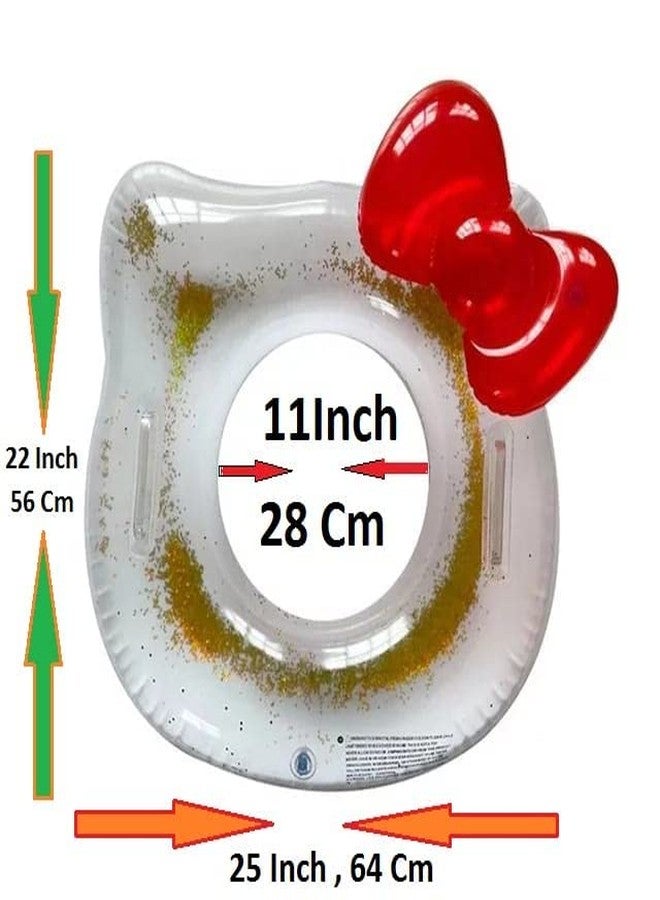 Anadi Swim Ring for Kids Inflatable Durable Pool Float, Cartoon Cat Shaped Swimming Float Tube Ring 64cm with Multi Color - Image 5